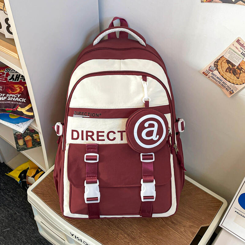 College Rucksack Damen Schultasche Große Kapazität Farbkontrast Rucksack