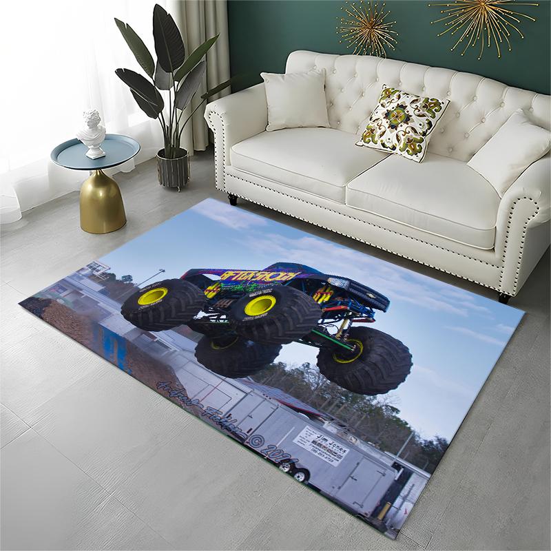 Cartoon Monster Truck Monster Jam Non-Slip Area Rug for Living Room,Bedroom,Playroom,Carpet Floor Mat Home Decor Rug Kids Room