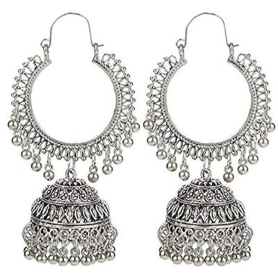 You Bella Jewellery Earrings for Women Afghani Oxidised Silver Jhumka Earrings for Girls and Women
