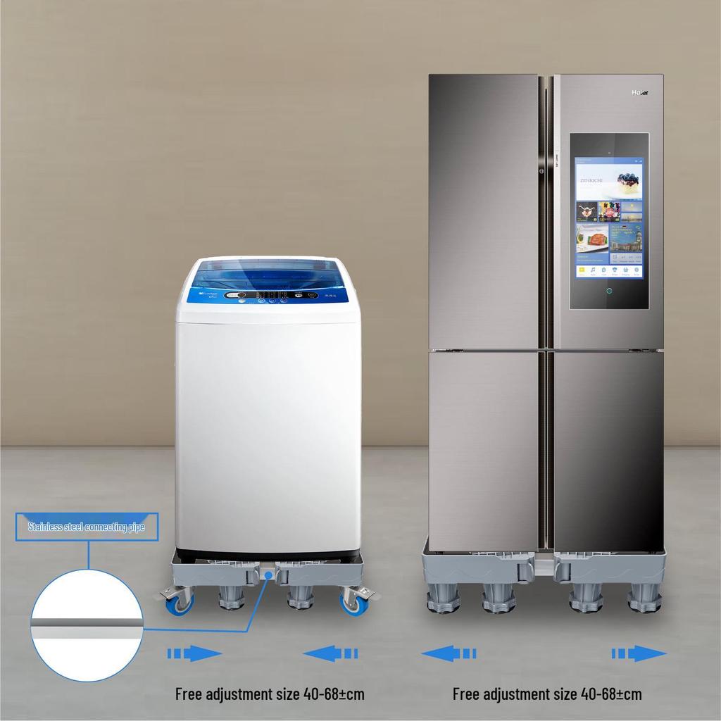 Grauer Verstellbarer Mobiler Waschmaschinenständer mit Rädern und Bremsen