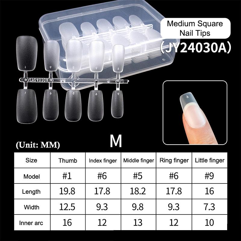 100Pcs Short Matte False Nails Full Cover Coffin Square Almond Press On False Nails Soft Gel Nail Tips Manicure Extension Tools