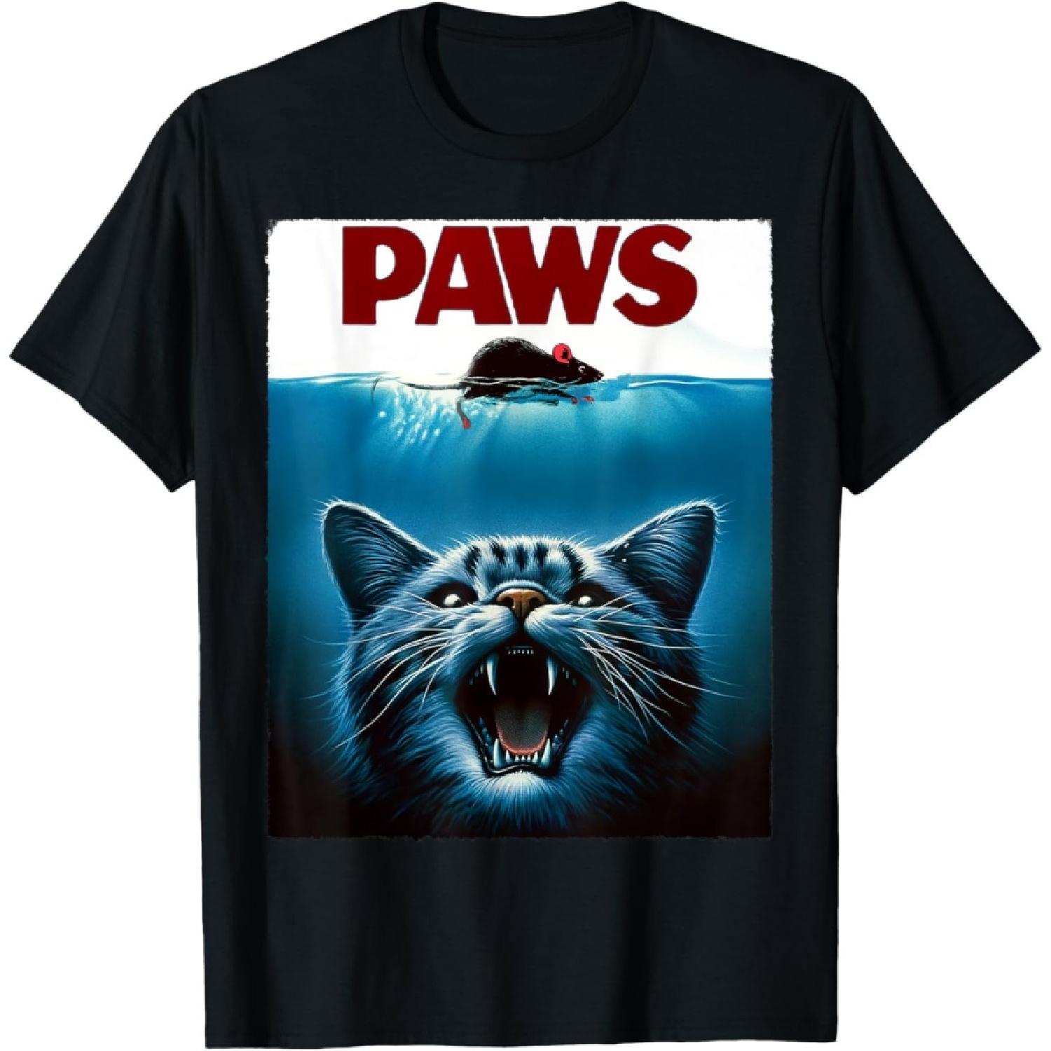 Paws Cat and Mouse Parody Funny Cat T-Shirt S
