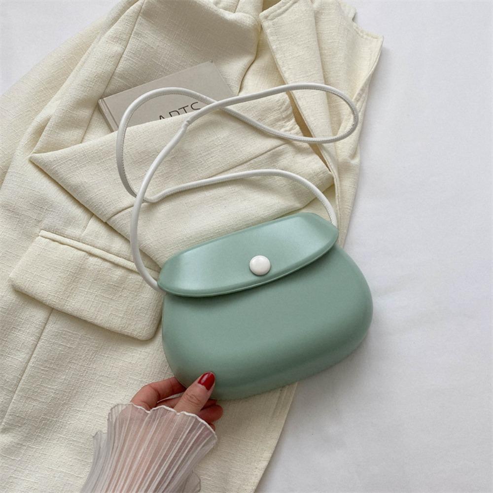 PU Leather Candy Color Shell Bag Korean Style Versatile Saddle Bag Flap Crossbody Bags  Girls