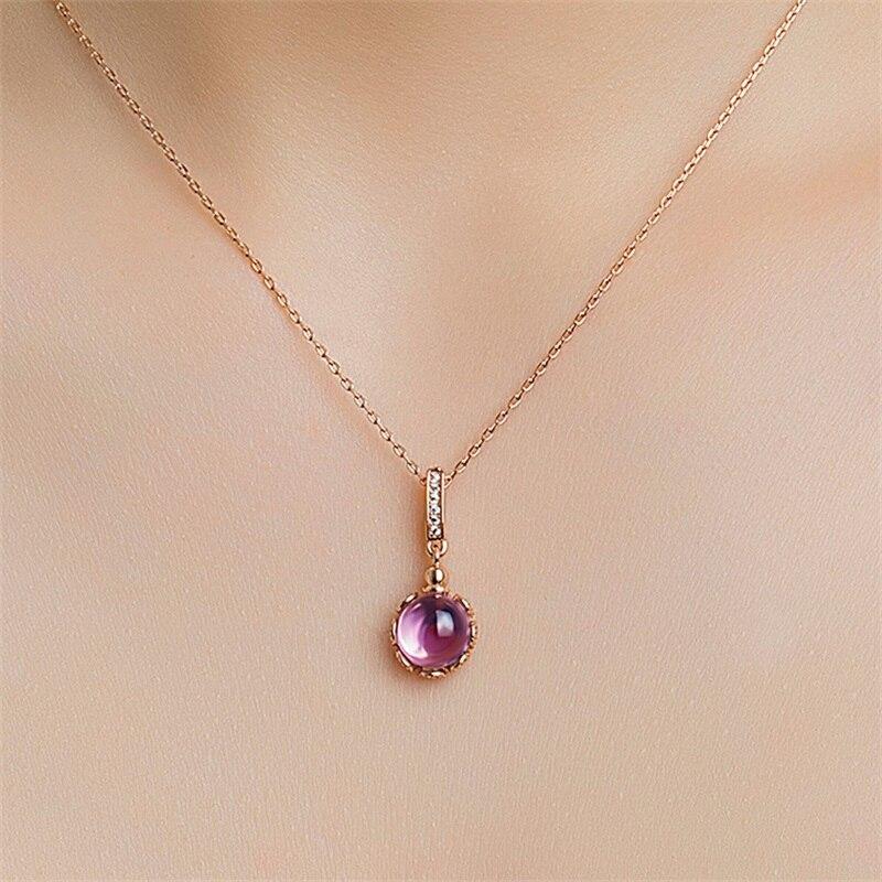 BELLA BOX Colgantes de Amatista de Moda Joyería Clásica Redonda de Zircón Púrpura