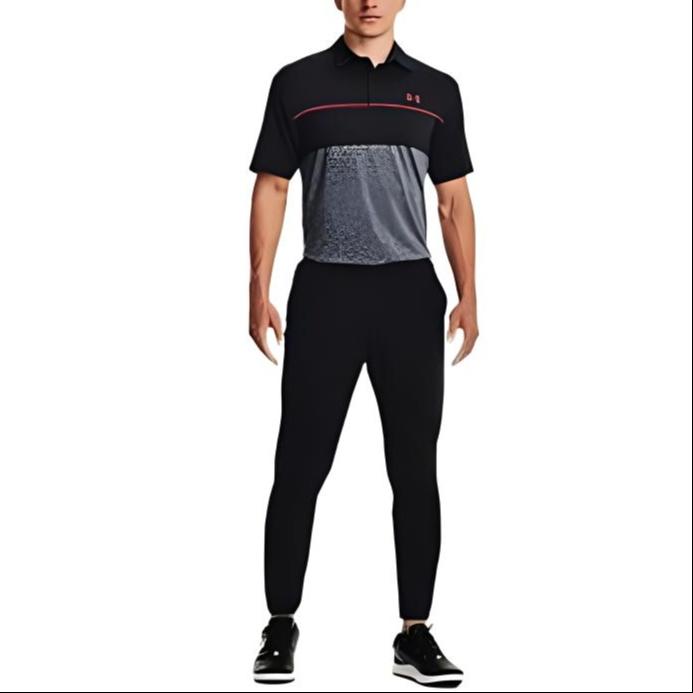 Under Armour Polo Shirts Men's Black Polo Collar Moderate Straight Fit Unisex 1327037-049