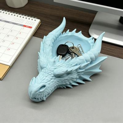 Dragon Head Key Tray Dragon Key Storage Tray Entrance Dish Fantasy 3D Printed Desktop Organizer