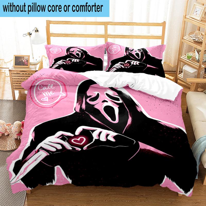 3PCS Scr-eam Horror Movie 3pcs Bedding,Including 3PCS Duvet Cover And 2pcs Pillowcases Perfect for Christmas,Ideal for Bedroom, Dormitory