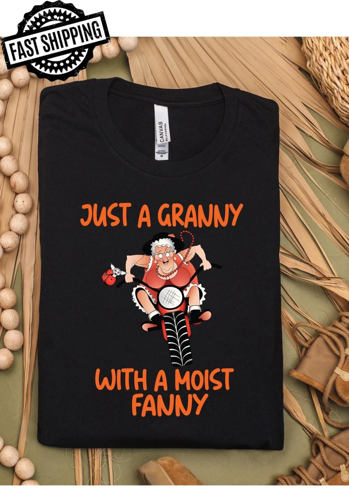 Just A Moist Granny Fun/Rude Adult Crew Neck T-Shirt, T-Shirt Night Fun L