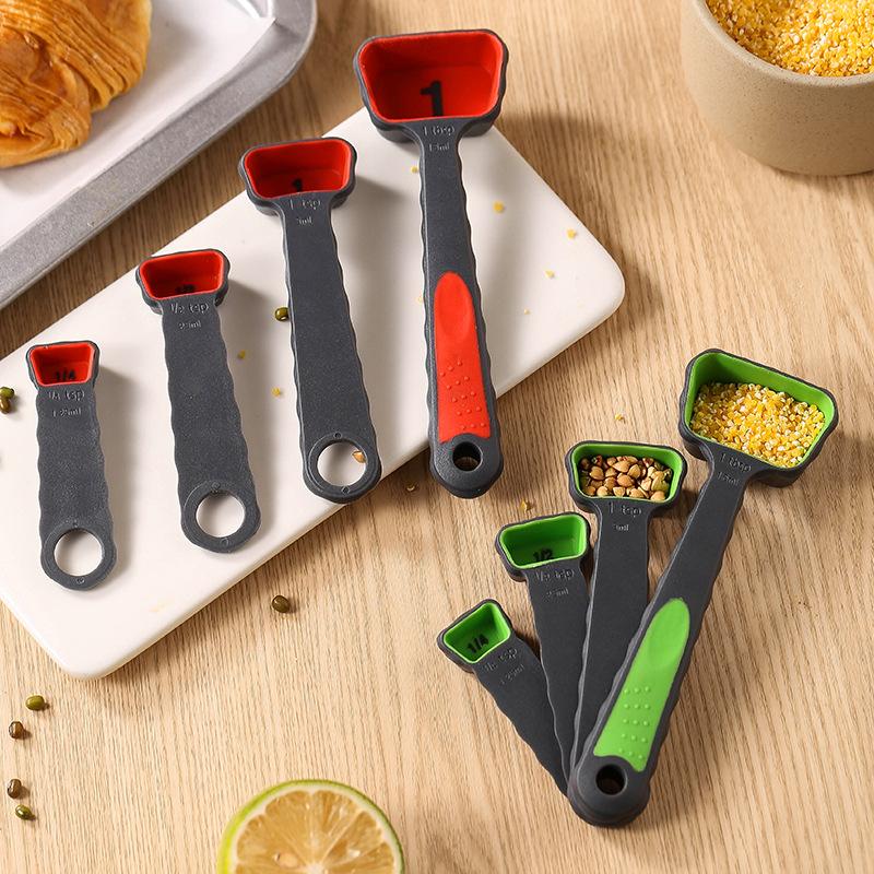 1set Silicone Measuring Spoon Foldable Baking Measuring Spoon Set For Coffee Powder, Beans, Sugar Baking Measuring Spoon