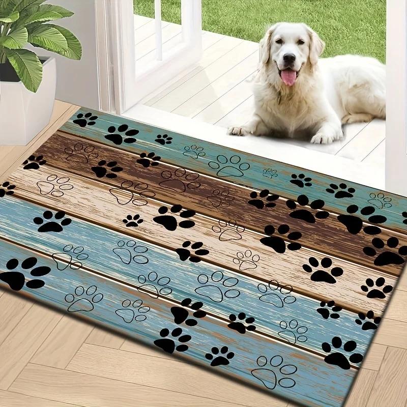 Cute Dog Cartoon Print Soft Non Slip Easy To Clean Entrance Living Room Floor Mat Decorative Pet Friendly Home Decoration Rug
