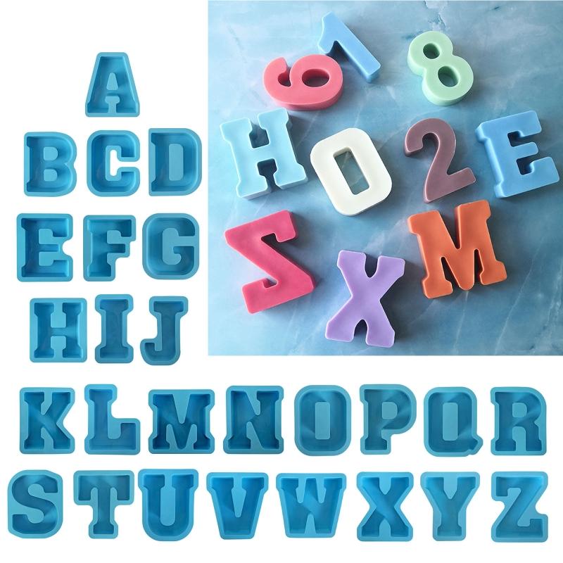 3D A~Z Letters Silicone Molds Epoxy Resin Mold DIY Crafts Polymer Clay Plaster Mold DIY Candle Handmade Soap Tools