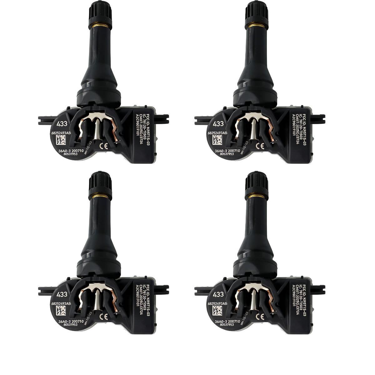 

4 PCS Tire Pressure Monitor Sensor 68252493AB 68105280AF 433MHz For Chrysler Pacifica 2017- Jeep Renegade 2015- (4PCS) 68252493AB