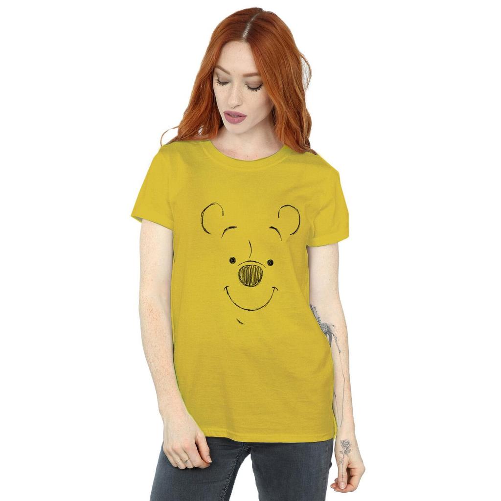 Disney Damski/Damski Bawełniany T-shirt Boyfriend z Twarzą Kubusia Puchatka