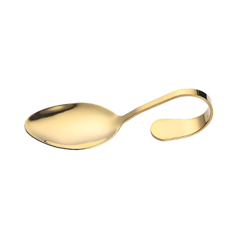 Stainless Steel Service Tableware Curved Handle Spoon Hotel Golden Independent Dining Curved Hotel Supplies Spoon