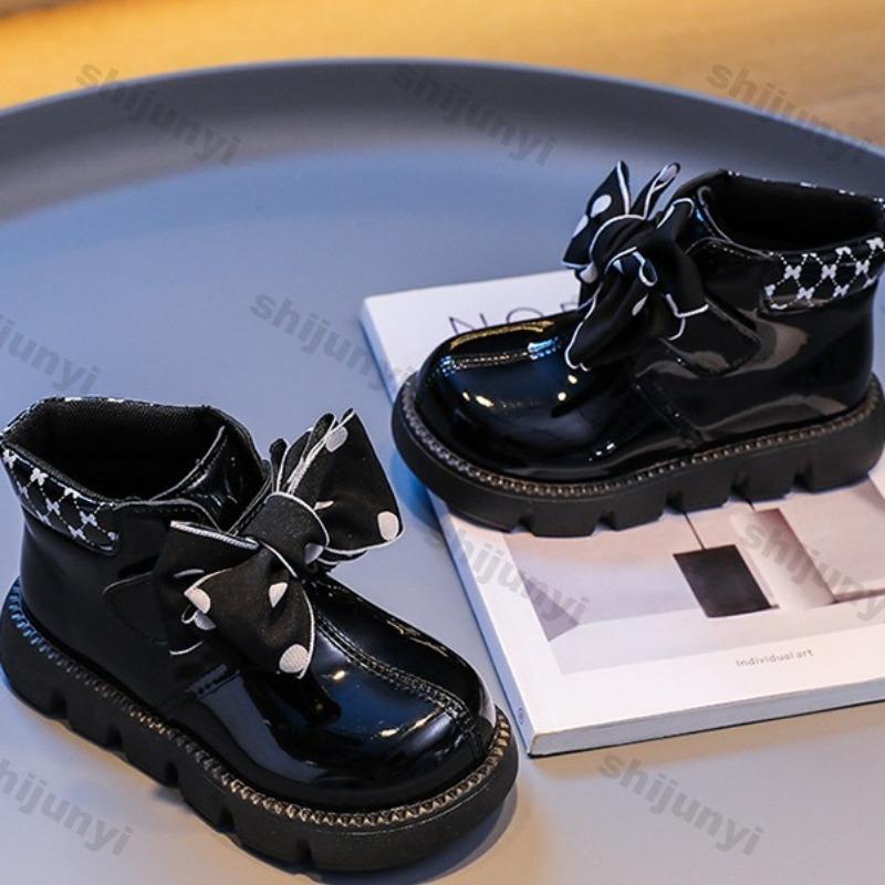 Girls Children's Boots Butterfly Knot Princess Boots 2024 Autumn/Winter New Baby Anti Slip Comfortable Waterproof Short Boots