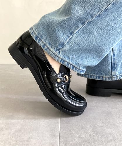Bit Motif PVC Rain Loafers/Women's R-1021BLACK36