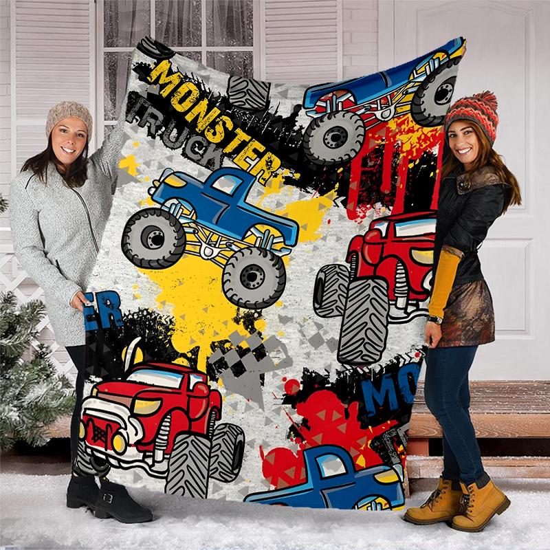 Truck Theme Printed Blanket - Perfect for Couch, Bed, Travel & Outdoor Use | Machine Washable, Cozy & Durable.
