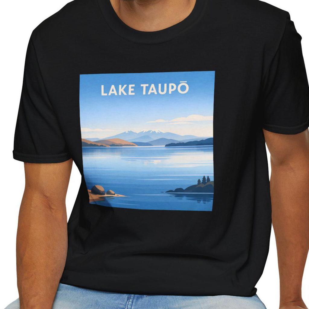 Lake Taupo Landscape T-Shirt | Scenic New Zealand Lake Print