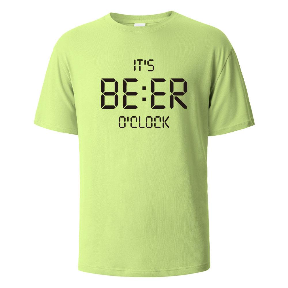 Its Beer Oclock Print TShirt 100 Cotton Summer Tees For Men Women Oversize Casual Tops