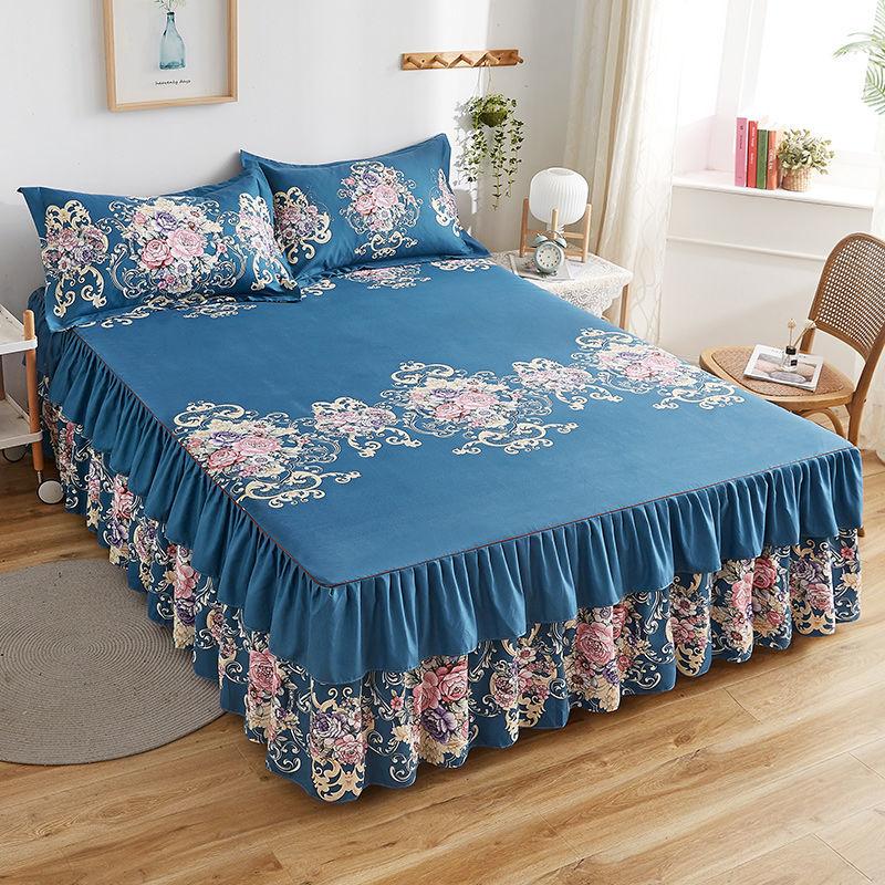 3 stücke Haut-freundliche Schleifen Bett Rock Schlafzimmer Student Wohnheim Kissenbezug Quilt Abdeckung Bettdecke Bettwäsche
