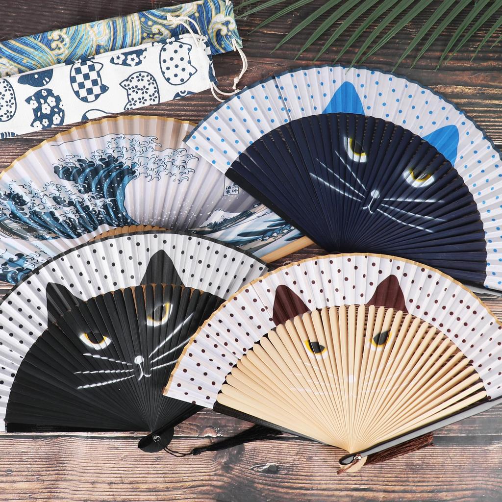 DERAYEE Folding Japanese Summer Mini for Festivals and Fireworks Japanese Blue Fan, Bamboo, Style, Fan, Stylish, Handheld, Displays, Accessory, Gift,