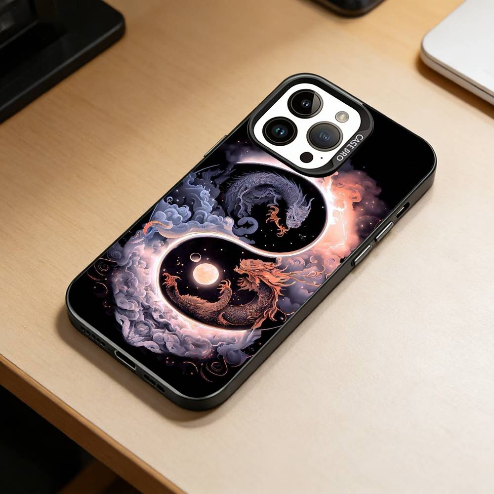 

Yin Yang D-Dragon Collection Phone Case For iPhone 17,16,15,14,13,12,11 Plus,Pro Max,XS,Colorful Silver Phone case Funda Cover iPhone12PRO