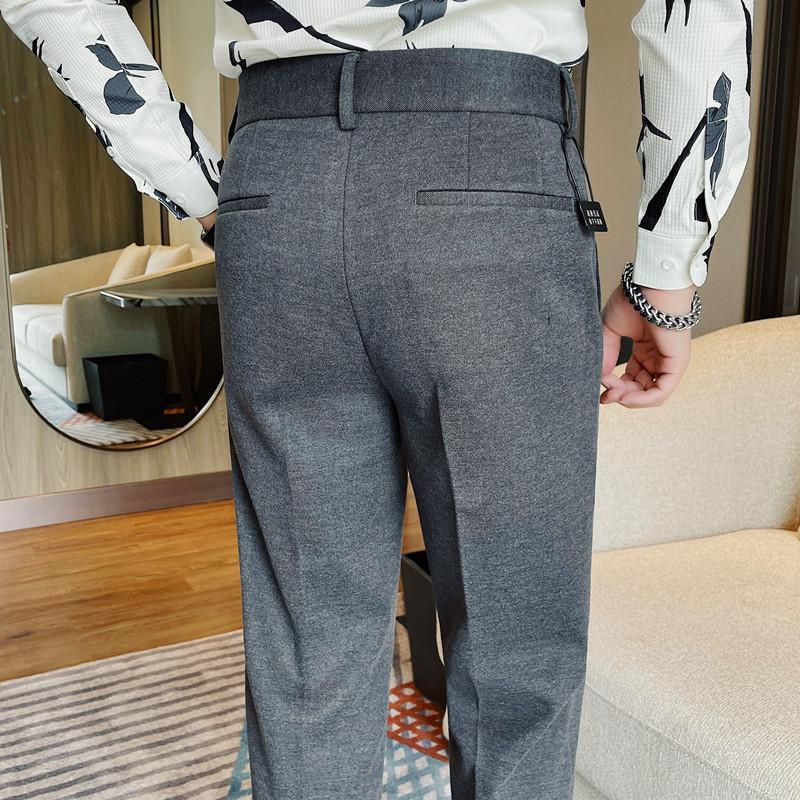 Suit Pants Men Autumn Winter Thick Business Mens Dress Pants Korean Slim Fit Woolen Formal Trousers