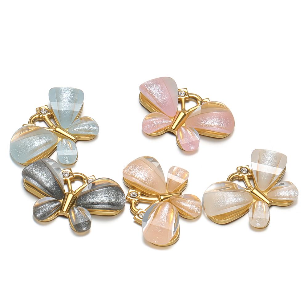 3 Stück Edelstahl Schmetterling Anhänger Zirkonia Muschel Anhänger Kinder Armband Halskette Zubehör DIY Schmuck Ohrringe Herstellung