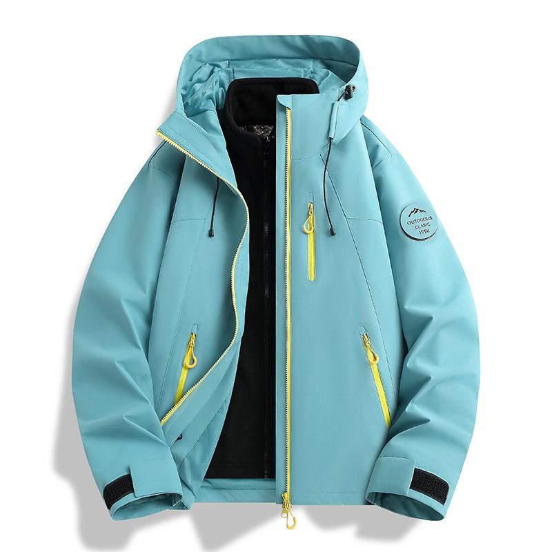 Mens Womens 3-in-1 Waterproof Windproof Hiking Jacket With Removable Down Liner Outdoor Trekking Camping Cycling