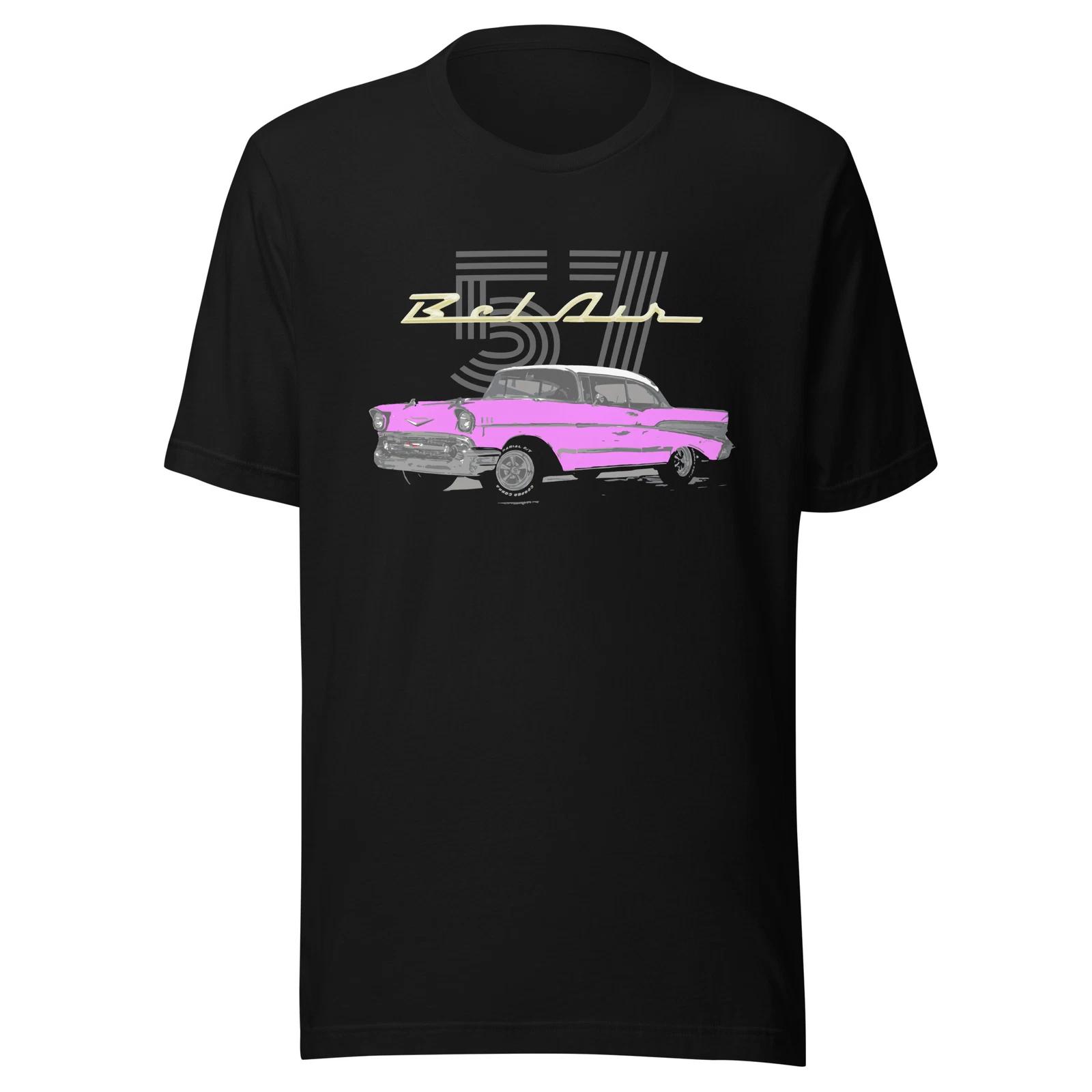 Pink 57 Chevy Bel Air Hardtop Classic Car 1957 Belair Unisex t-shirt XXL