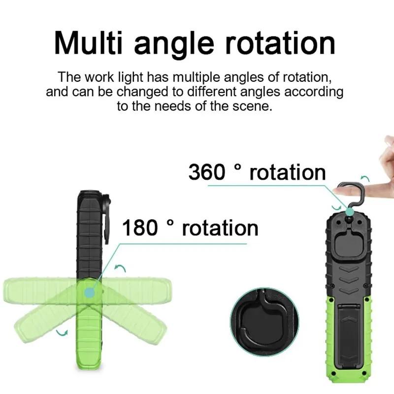 USB Rechargeable Flashlight Waterproof COB Torch Working Light Portable Powerful Lanterns For Outdoor Repair Home Camping Hiking