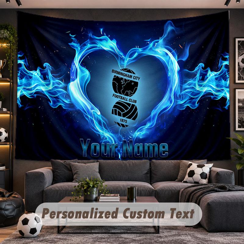 Wall Hanging Tapestry Custom NameBIRMINGHAM CITY Pattern Personalized Printed Fabric Wall Decor