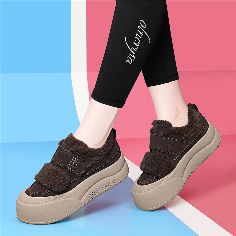 

thick-soled fluffy shoes women s winter plush board shoes new women s shoes casual sports cotton shoes warm and heightened shoes 35