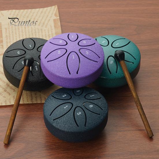 Steel Tongue Drum for Kids 3 Inches 6 Notes Mini Rain Drums Outside Rain Music Maker with Mallets And Music Book for Garden Camping Meditation Yoga