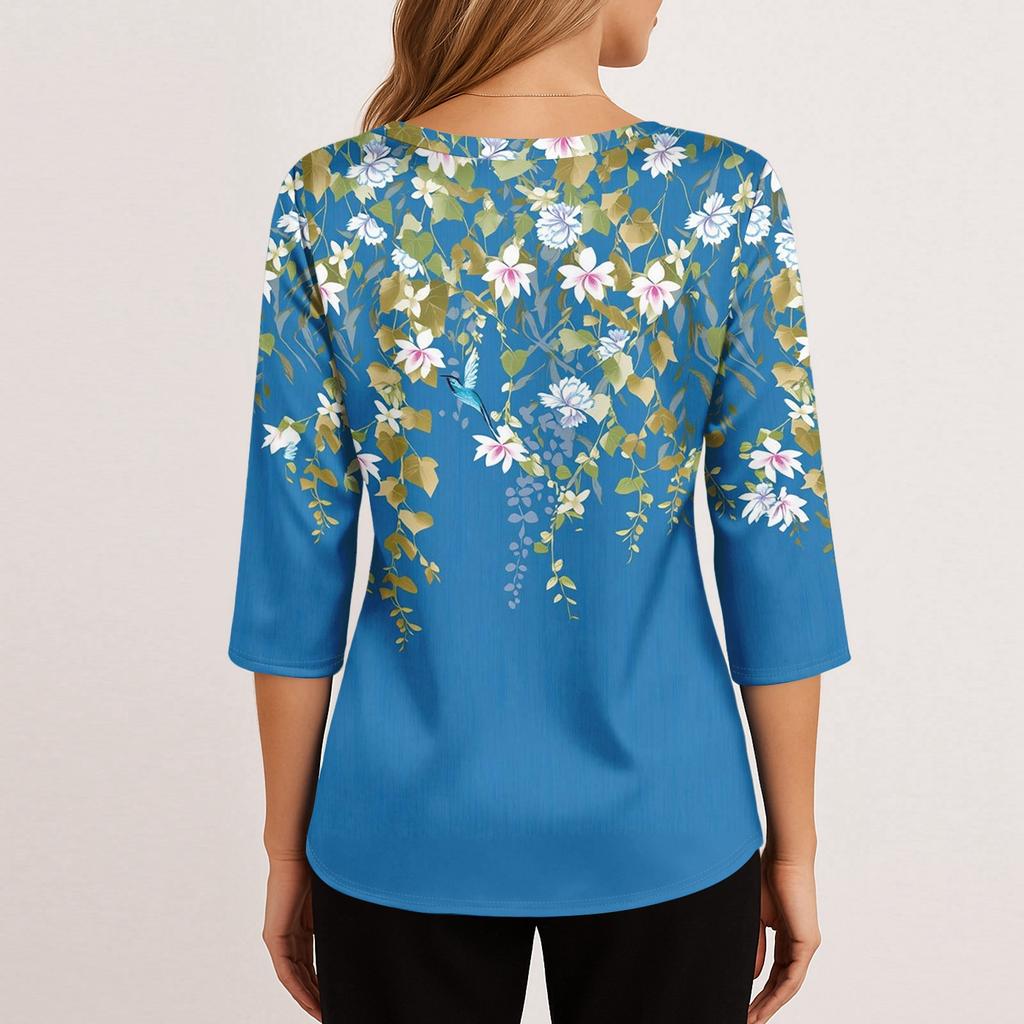 Kadınlar İçin Şık 3/4 Uzun Kollu Gömlekler İş Günlük Kıyafet Üstleri