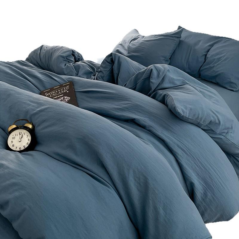 New Two-Tone Washed Cotton Dorm Set - Four-Piece Comfort Collection