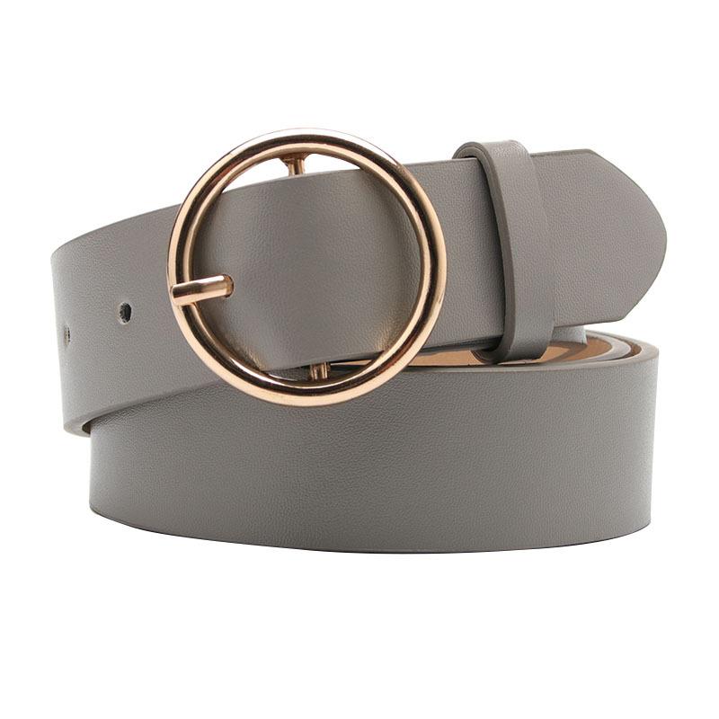 Women's Belt, Round Buckle Casual Simple and Versatile Women's Jeans Accessories Belt, Women's