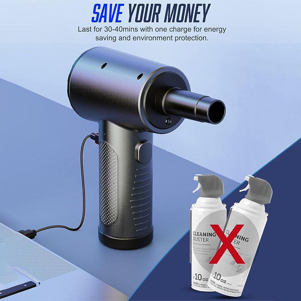 

Car Vacuum, Electric Duster LED - light design, strong cleaning power Duster with 3 speed levels, up to 91000 rpm for homes, offices, and cars