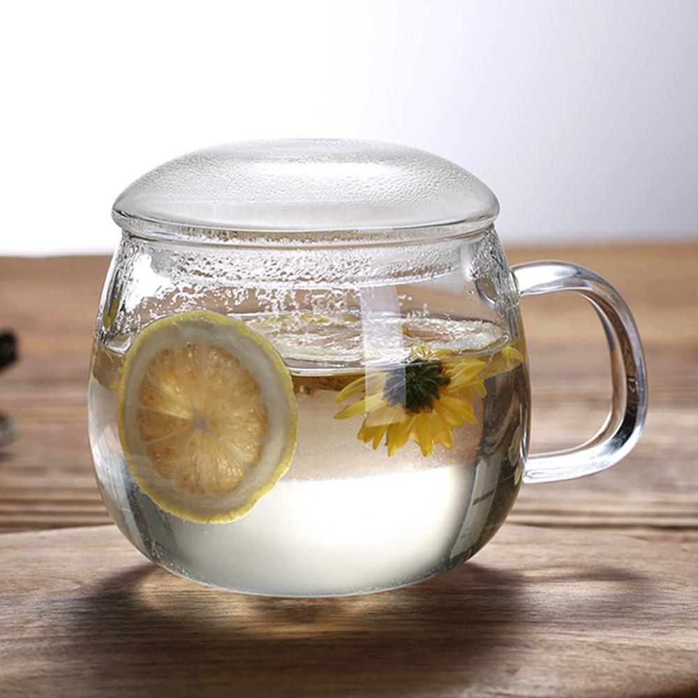 Creative Glass Tea Infuser Cup With Transparent Filter Heat Resistant Glass Tea Pot Tea Maker Rose Flower Tea Cup Office Mug
