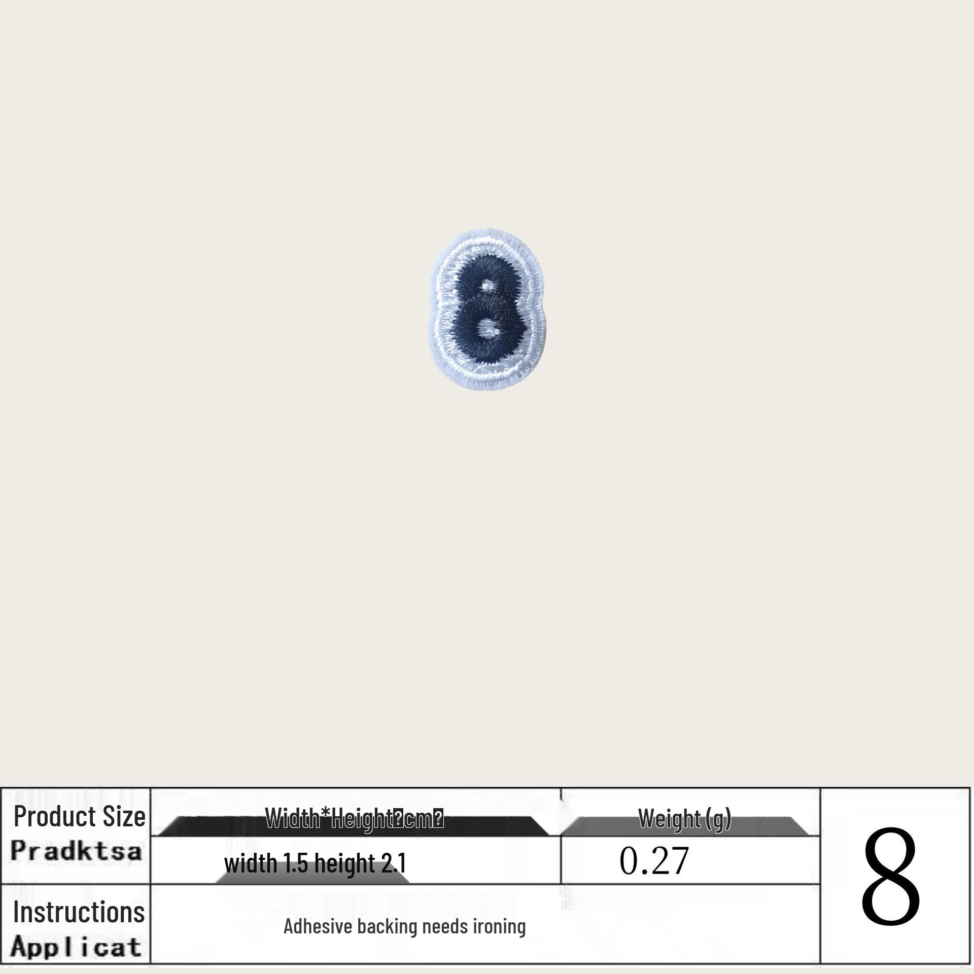 

Na Yang Digital Embroidery Patch 0-9 Black Iron-on Number Appliqué for Clothing