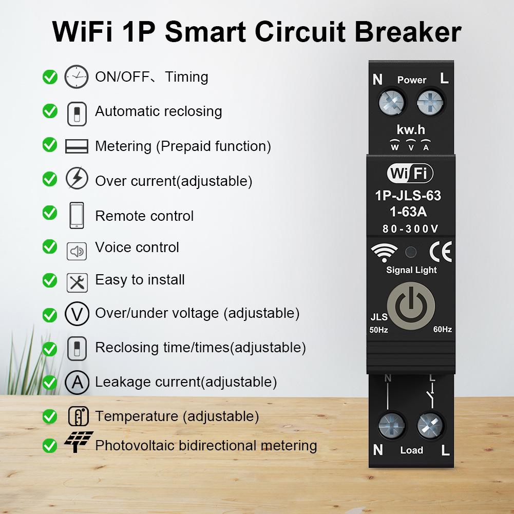 WiFi Circuit Breaker with Overcurrent Protection, Undervoltage Timing, Bidirectional Metering, and Smart Speaker Control.