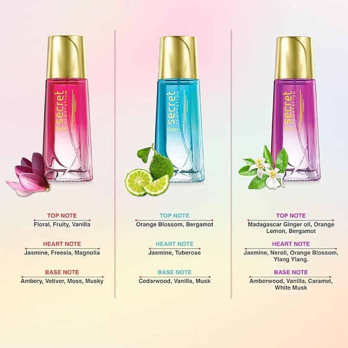 

Secret Temptation Премиум-духи для женщин, упаковка из 4 шт. (по 20 мл каждый) || Подарочный набор духов на день рождения для нее | Подарок на годовщину для жены Pack of 3 (30ml each)