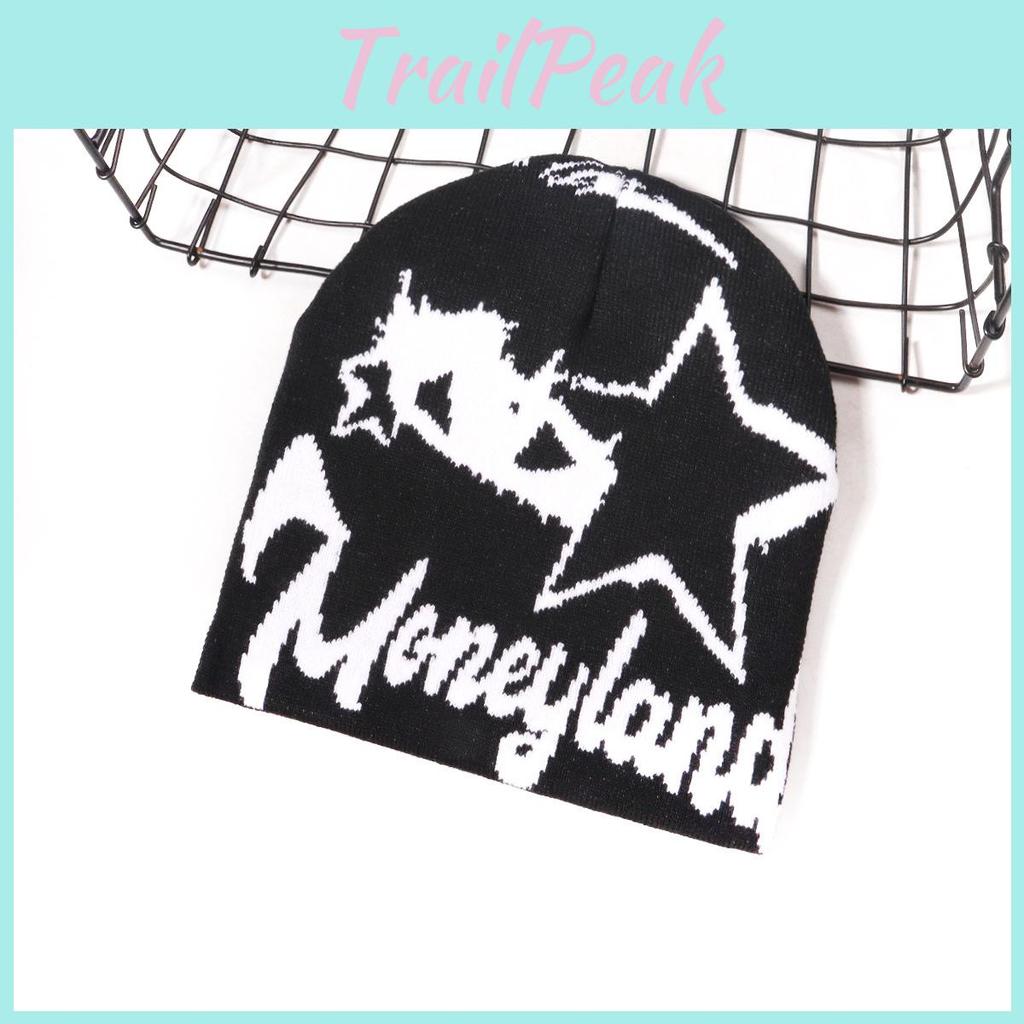 Star Street Style Letter Pattern Neutral Warm Knitted Hat For Autumn Winter And