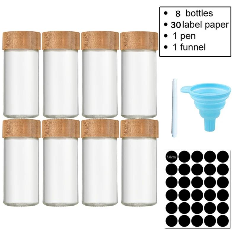 

40 унций квадратная банка для приправы Бутылка для приправы из перца 24 комплекта Бутылка для приправы из перца 90 мл 120 мл Банка для приправы из бамбука и стекла