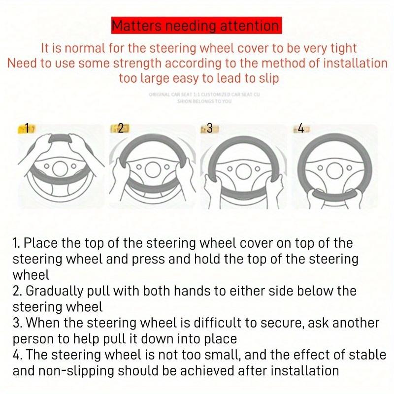 1pc 38cm Universal Car Steering Wheel Cover, Automotive Leather Diamond Quilted Color Block Design Interior Decor