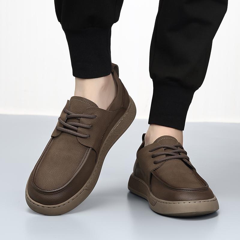 Fashion Men's genuine leather board shoes Comfortable soft bottom style Office and Leisure Party Business casual British youth shoes