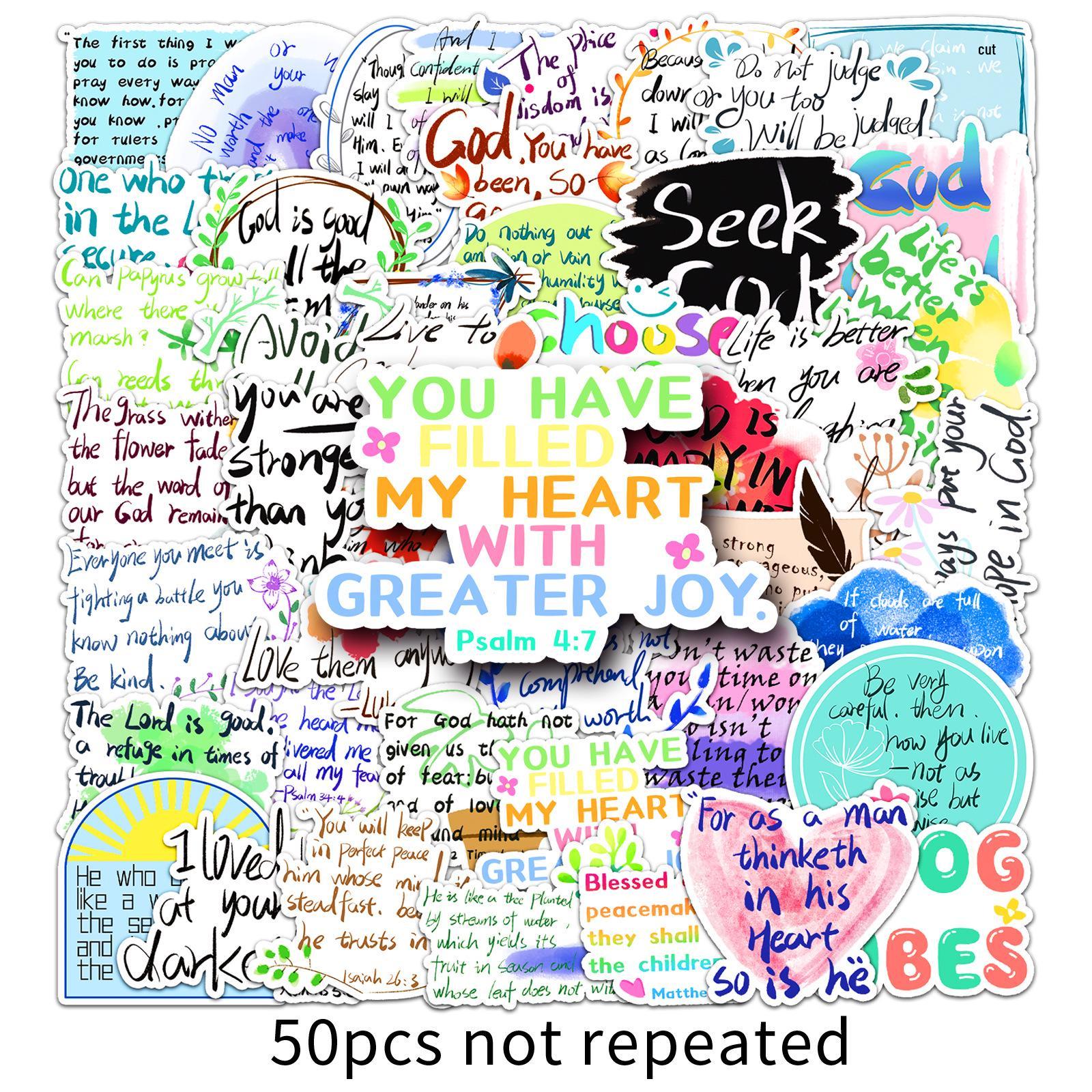 50 Inspirational English Cartoon Stickers | Positive, Waterproof, Decorative for Phone Cases