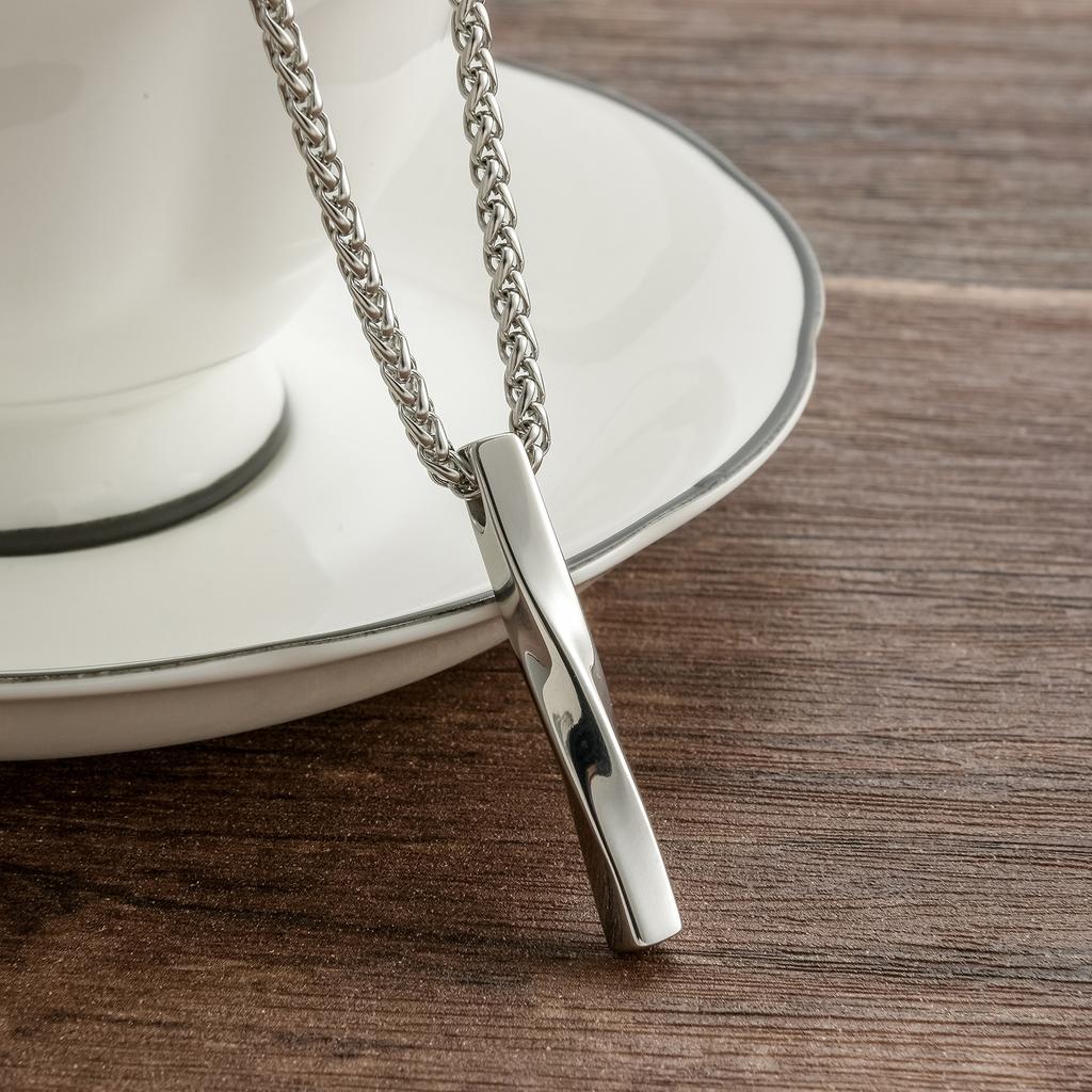 Accessories, Simple Stainless Steel Cylindrical Twisted Pendant Men, Titanium Steel Men's Necklace