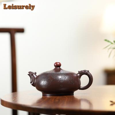 Teiere Yixing in Argilla Viola di Minerale Grezzo da 420 ml Famosi Artisti Fatto a Mano Teiera Colpo di Fortuna Bollitore di Bellezza Servizio da Tè Zisha Cinese Regali