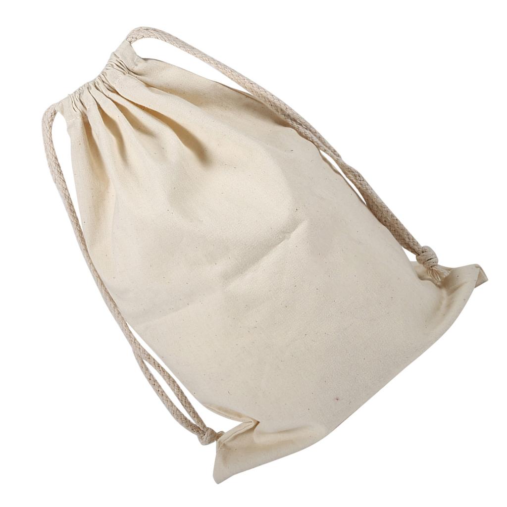 Household Plain Cotton Drawstring Storage Laundry Sack Stuff Bag for Travel Home Use 15 * 20CM